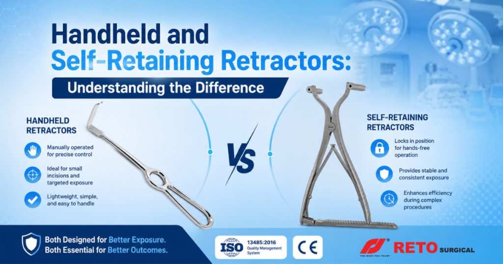 handheld and self retraining retractors